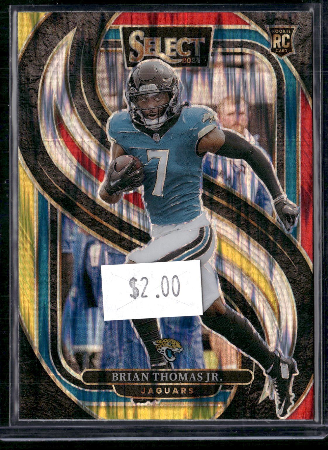 2024 Panini Select #143 Brian Thomas Jr. Red & Yellow Prizm Shock