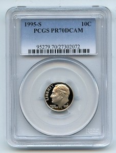 1995 S 10C Roosevelt Dime Proof PCGS PR70DCAM