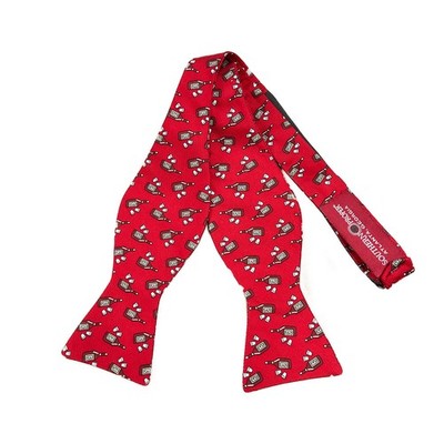Southern Proper Silk Bow Tie Red Liquor Bottle Print Self Tie