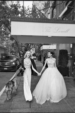 REEM ACRA Empire state Bridal Wedding Dress Size 8 Ball Embelished Pearls 8500