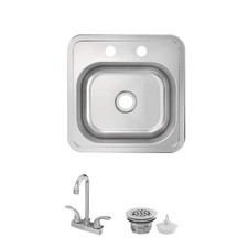 Glacier Bay 15 in. Drop-In Single Bowl Stainless Steel Kitchen Sink with Faucet