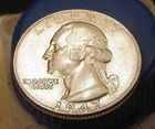 1947   Uncirculated  Quarter 90% SILVER    Blazing  Luster #408 ~ 11