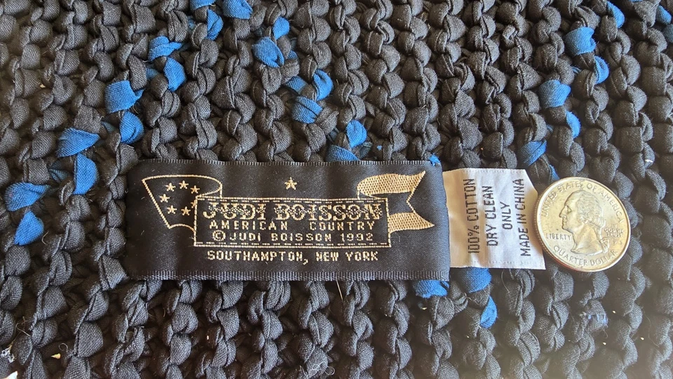 Vintage Judy Boisson American Country Blue Star Rug 2 Stars Multi 36" X 49" - Image 3 of 3