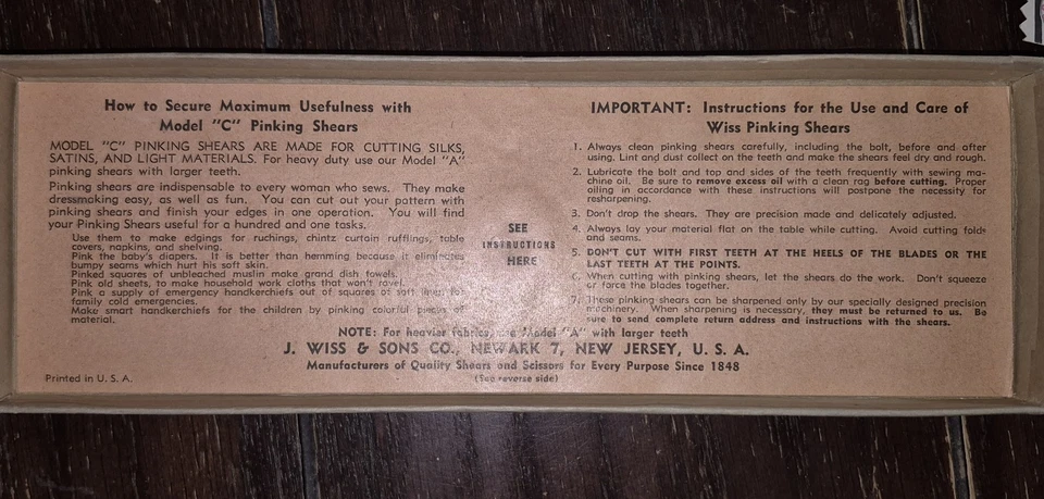 Vintage Wiss Pinking Shears Model C With Box (bin 3) - Image 2 of 4