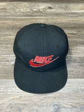 Vintage Boys Youth 90's Nike Swoosh Logo Nylon Black Snapback Hat