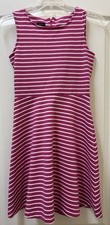 Talbots Fit and Flare Stretch Pink White Stripe Tank Dress Women’s Small
