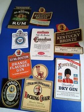 Job Lot Of 9 Old Mr Boston Spirits/Liqueur Bottle Labels Good Condition Unused