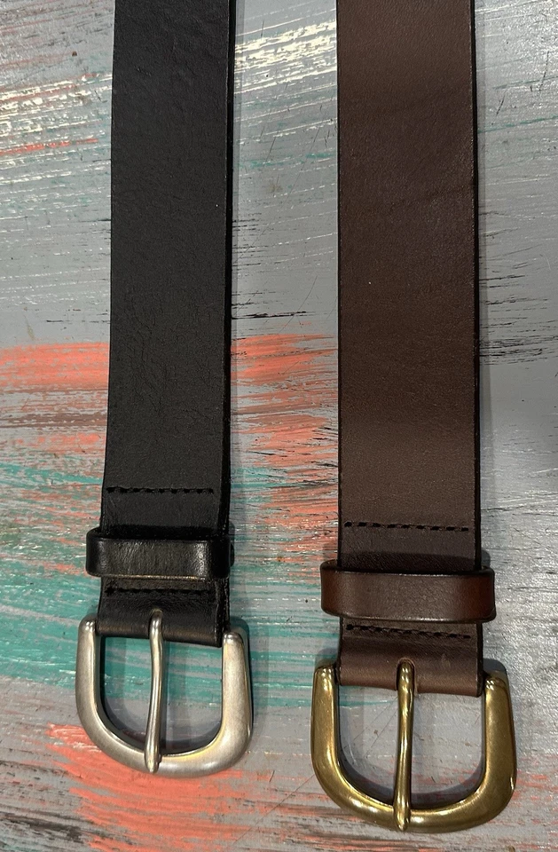 (2) Cinturones de cuero genuino Eddie Bauer uno marrón uno negro - ¡¡¡Grandes cinturones!!! Talla S Foto 3 de 4