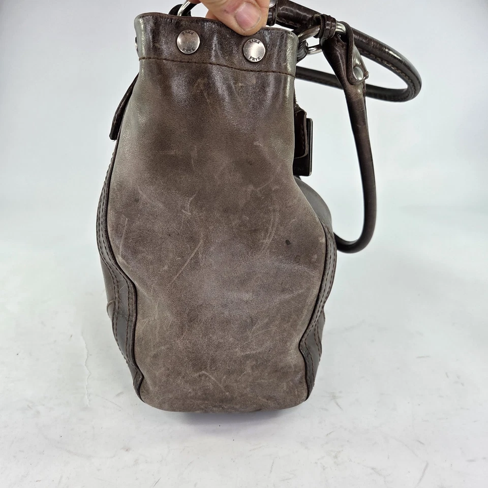 FRYE Smooth Brown Leather MELISSA Shoulder Satchel Tote Bag Purse  - Image 4 of 4