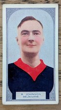  1933 Hoadleys Victorian Footballers - 100 Series. #73 Bob Johnson Melbourne 