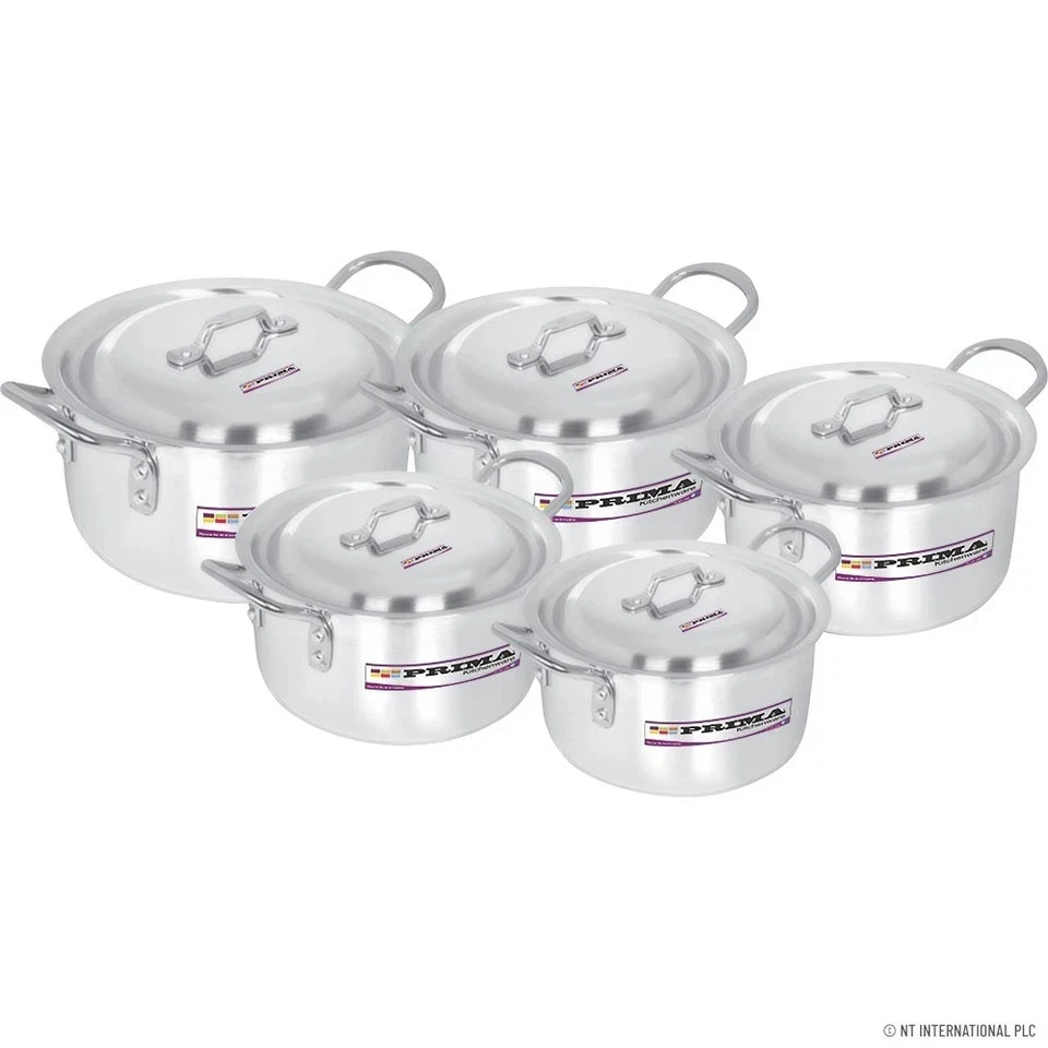 ALUMINIUM 10PC CASSEROLE STOCKPOT COOKING PAN SAUCEPAN SET LID COOKWARE KITCHEN
Opens in a new windo