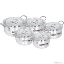 ALUMINIUM 10PC CASSEROLE STOCKPOT COOKING PAN SAUCEPAN SET LID COOKWARE KITCHEN