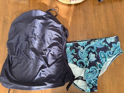2/$20 on all suits!!  Cupshe Paisley Tankini Bikini Set Women's XL Navy Blue.