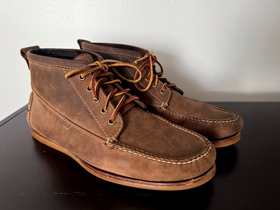LL Bean Jackman Ranger Moc Shoe Chukka Leather Handsewn Ankle Boot