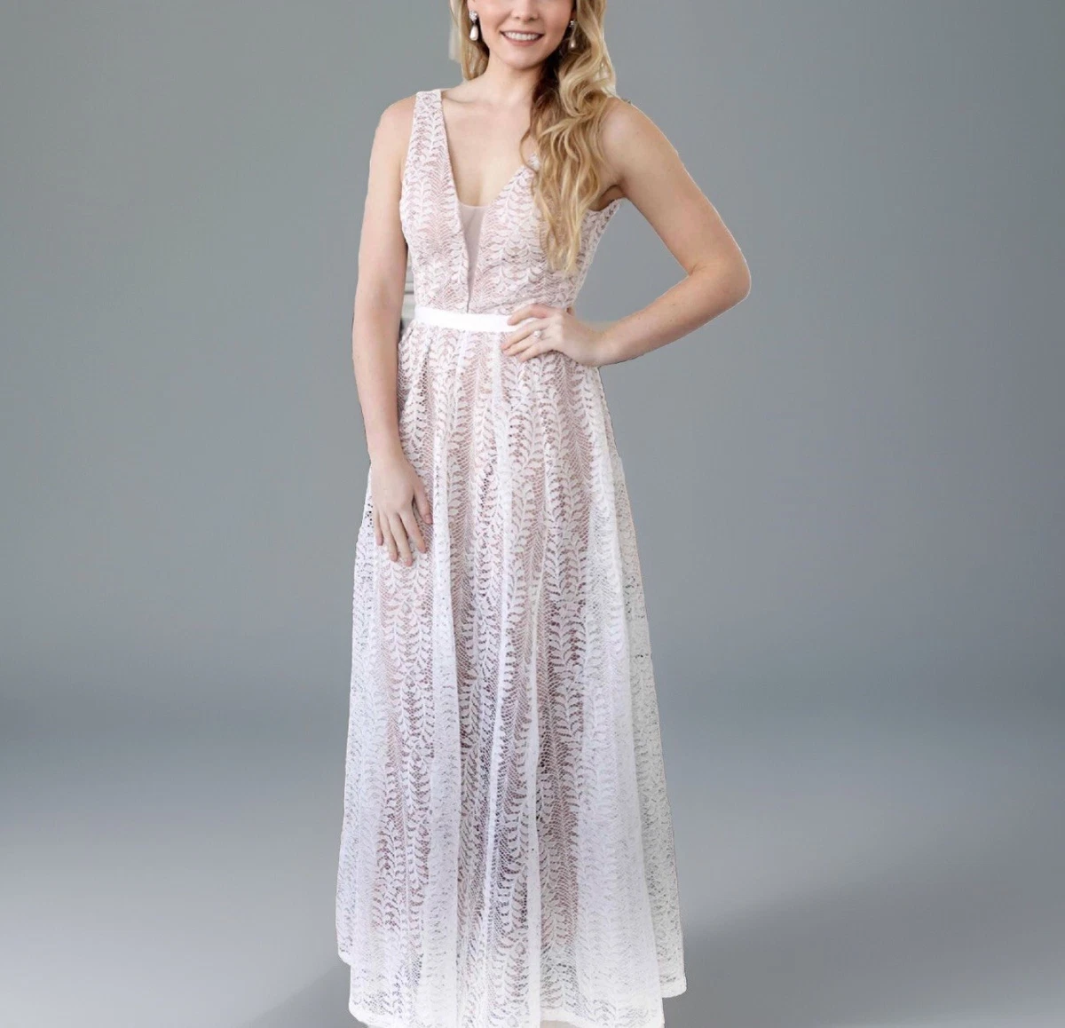 long white maxi dress Elegant White Alances Maxi Dress