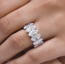 14.50 Ct Eternity Band Ring in 14K White Gold Oval Cut Lab Grown Diamond