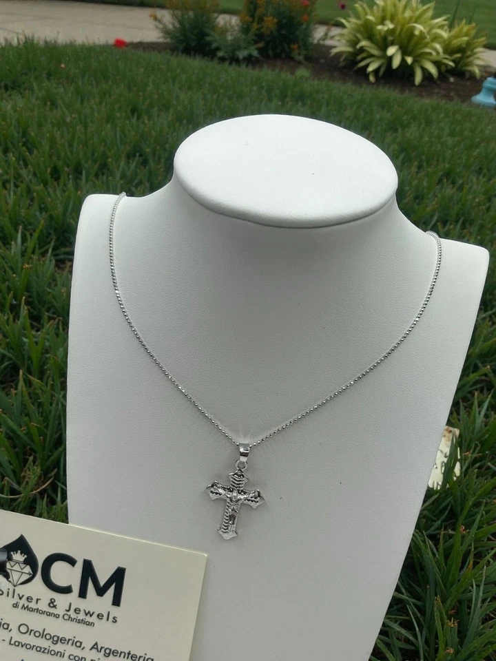 Collana in Argento 925 con Croce Incisa – Eleganza Artigianale - Immagine 4 di 4
