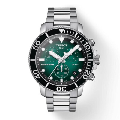 Brand New Tissot Seastar 1000  Dial Green Chrono Men's watch T120.417.11.091.01