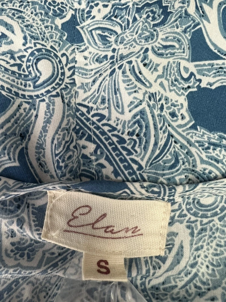 Cubierta envolvente de mameluco Elan talla S Ocean Dark Paisley mangas campana azul cerúleo Foto 4 de 4