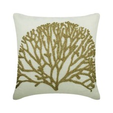 Decorative Throw Pillow Case Ivory 16"x16", Couch Decor Cotton - Gold Forest