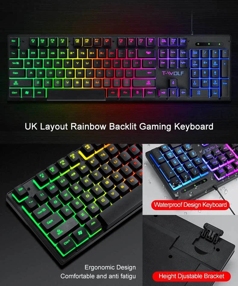 4 in 1 PC Gaming Keyboard Mouse & Headset Set RGB LED Gamer Bundle w/Mouse Pad - Image 3 of 4