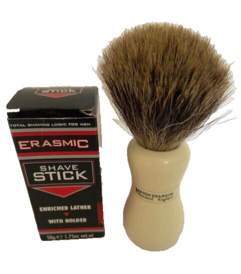 PURE BADGER Vintage Rasierpinsel Mason Pearson London + New ERASMIC SHAVE STICK