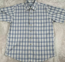 L.L. Bean Mens Shirt Button Down Large Plaid Blue 100 Cotton Short Sleeve