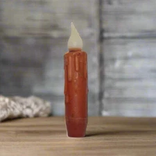 Primitive/Country 4" Battery Operated Rust Taper Candle W/Timer
