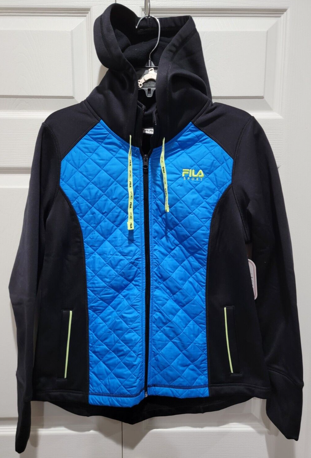 FILA giacca pile sportiva donna taglia large full zip con cappuccio tasca nuova con etichetta