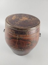 RARE 100 Year Old Burmese (Myanmar)   HAND CARVED WOOD RICE BIN (Yun Lun)