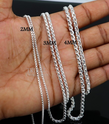2/3/4mm 925 sterling silver handmade stylish solid Rolo high quality chain ch225 - Picture 2 of 4