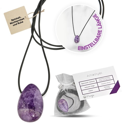 Amethyst Edelstein Anhänger | Kristall Kette mit Tropfen Anhänger - Bild 9 von 10