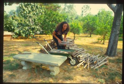 1980s JAYNE KENNEDY Hauling Wood Original 35mm Slide Transparency