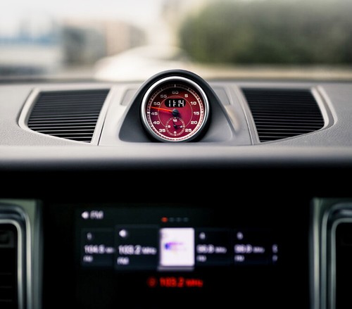 Red Dial Clock Gauge Chrono For Porsche Cayman 911 Macan Cayenne Boxster Panamer - Picture 6 of 9