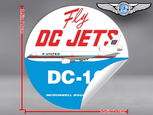 UNITED AIRLINES UA ROUND SAUL BASS LIVERY DC10 DC 10 FLY DC JETS DECAL / STICKER - Picture 2 of 4