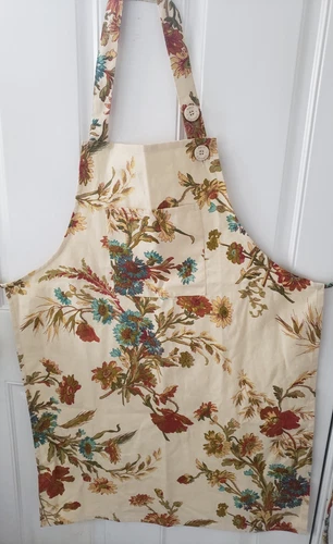 April Cornell Floral 100% Cotton Bib Pocket Apron Cream Fall Floral Adjustable 