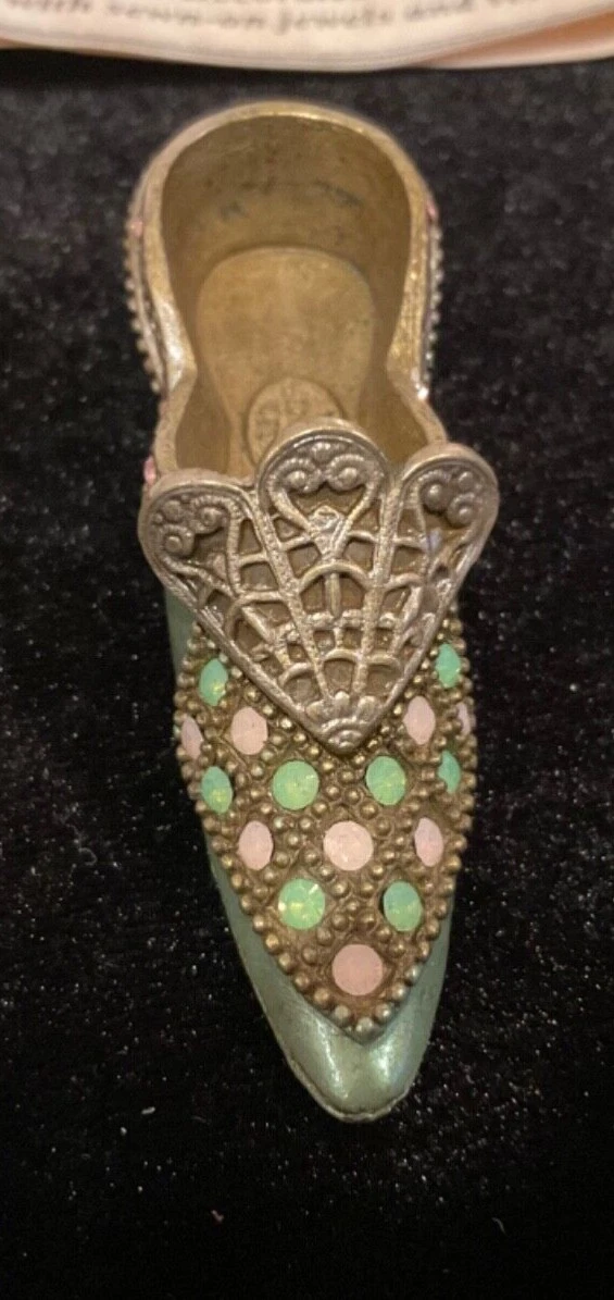 Sweet Romance Miniature Metal Shoe History of Shoes. 2.5 inches