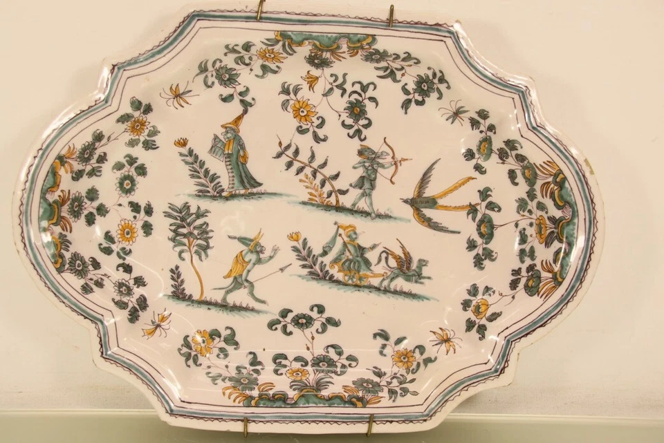 Antike Französische Fayence Platte 18.Jhd Polychrom - Bild 1 von 1