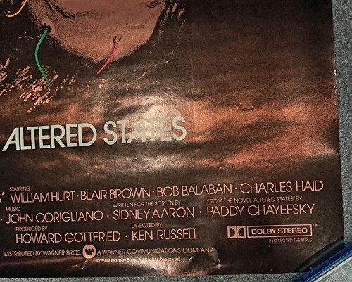 ALTERED STATES - 1980 - Orig. RARE Rolled GOLD-FOIL Advance U.S. 1-Sheet Poster - Picture 9 of 18
