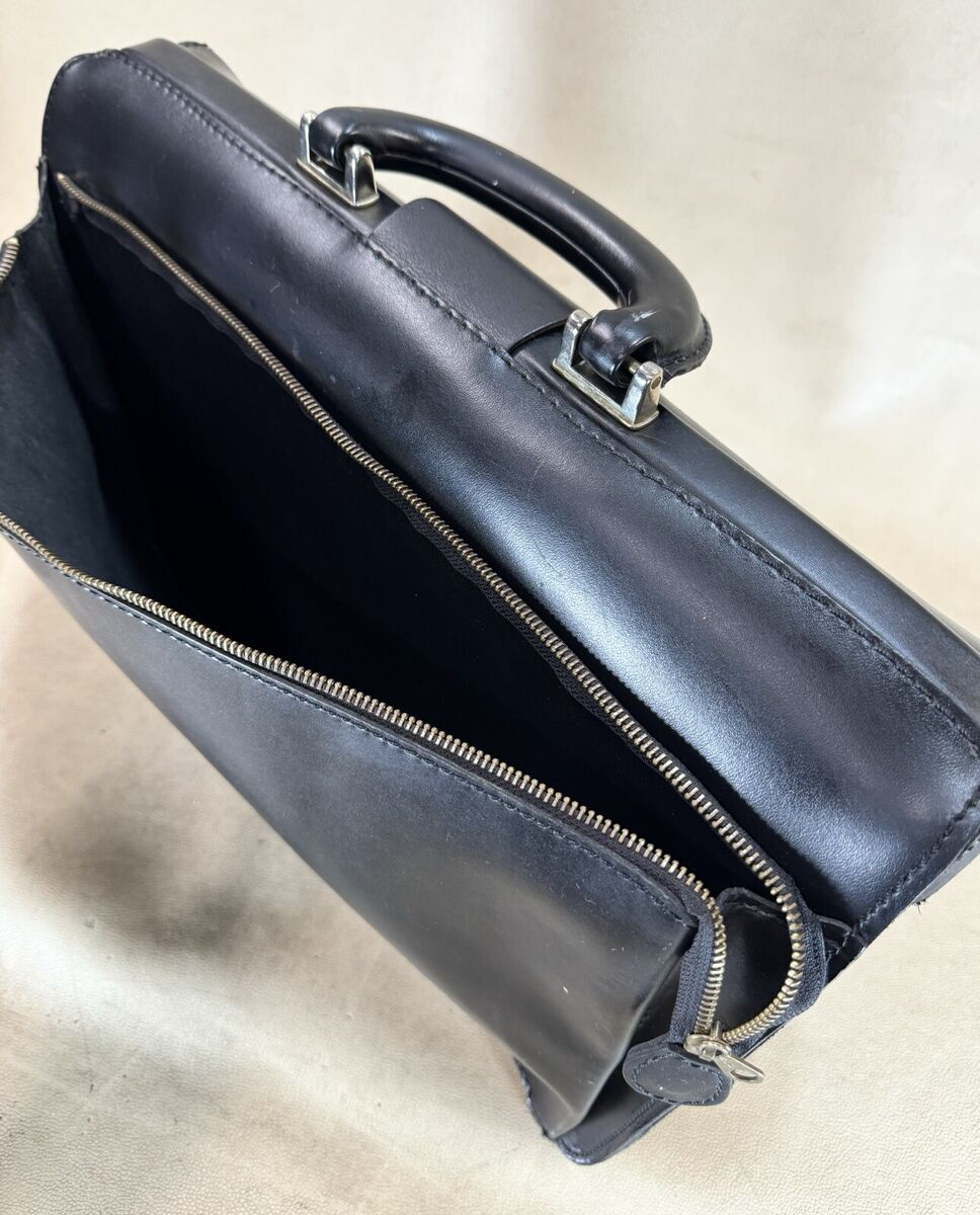 Vintage Cheney England 16” Leather Black Briefcase Business Vintage Cheney England 16” Leather Black Briefcase Business