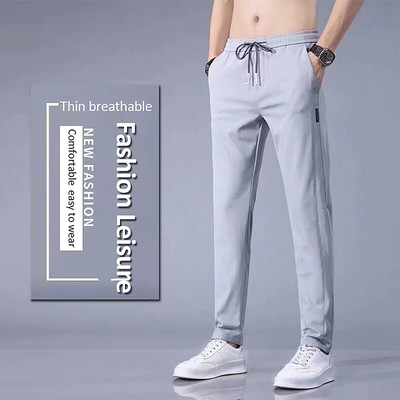Dünne Eis Silk Casual Hosen Herren trendy gerade atmungsaktive Sporthosen 