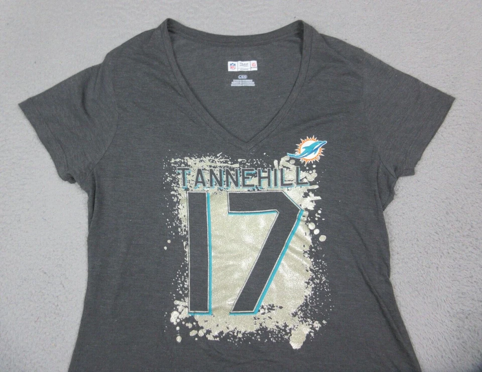 Miami Dolphins Shirt Womens Adult Large Gray Ryan Tannehill NFL Football - Image 3 of 4