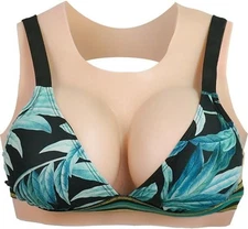 Silicone Breastplate Fake Breast Forms Round Collar Hollow Back Fake Boobs