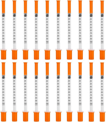 20er-Pack 1ml 0,3 x 13 mm 30 G,Kunststoff-Mehrzweck-Messwerkzeuge,mit Kappe,Dosi