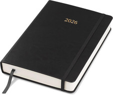 2026 Executive Daily Planner Journal US Holidays Customizable Black 8.5x5.5