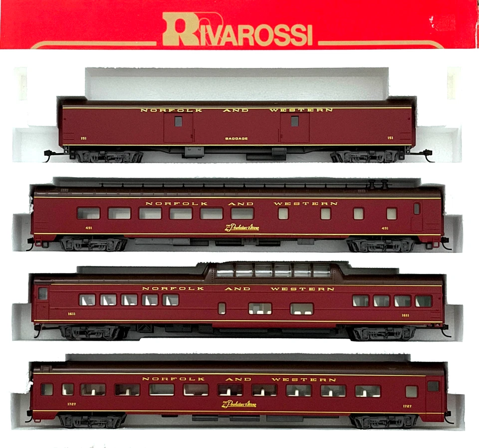 HO RIVAROSSI 6942 6943 A B 8 CAR SET 1930'S NORFOLK & WESTERN WITH METAL WHEELS - Image 2 of 3