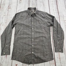 Eddie Bauer Gray Plaid Long Sleeve Wrinkle Free Cotton Button-Up Shirt Men's LT