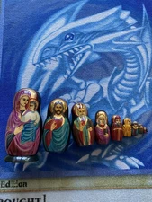 Vintage 9 Religious Hand Painted Matryoshka 10” Nesting Dolls Mary Jesus Christ