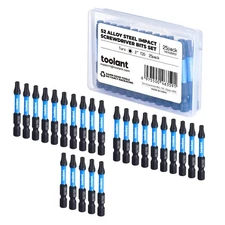 2" Impact Torx & Hex Shank S2 Steel Magnetic Bits, CNC Machined Tips, 25-Pack...