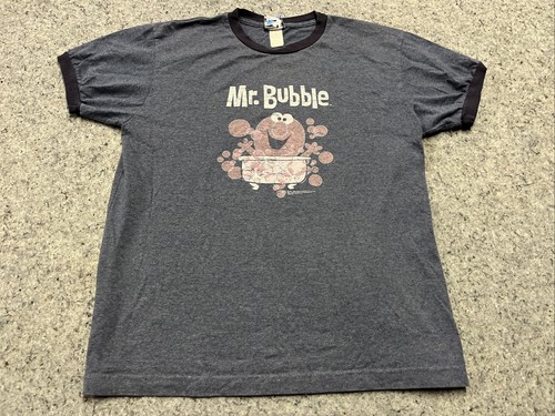 Vintage Mr Bubble 2003 Ringer T Shirt Womens L Cartoon Blue Coastal Concepts - Picture 2 of 10